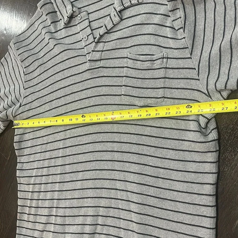 Polo Ralph Lauren Polo Shirt Men’s 2X Gray Striped‎ Waffle Knit Cotton Preppy